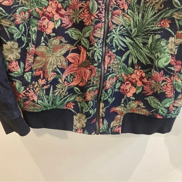 ZARA MAN Sz XL Black Tag Tapestry Jacquard Mix Media Slim Fit Bomber Jacket - Picture 4 of 13